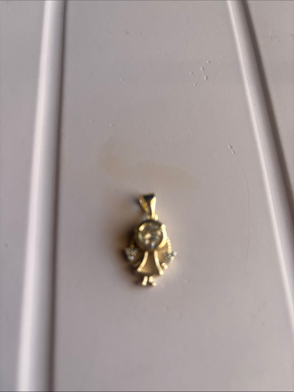 Gold Daughter Pendant Necklace Charm - Sparkling Crystal Accent. Laminated Gold